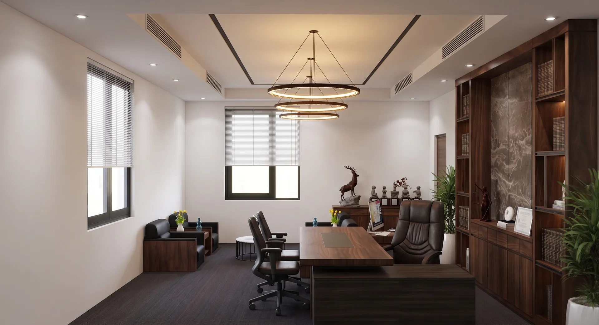 Hệ tủ walnut gia công tại xưởng